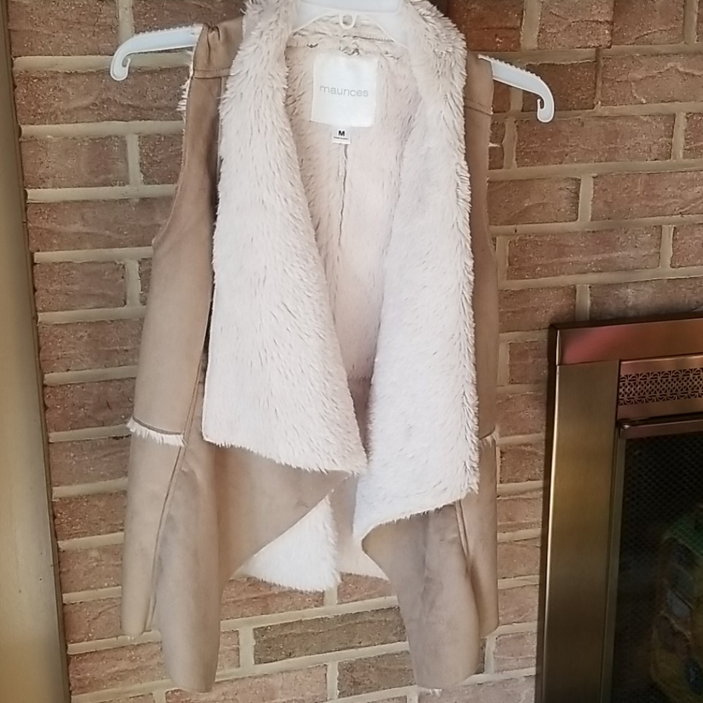 Faux suede and fur vest